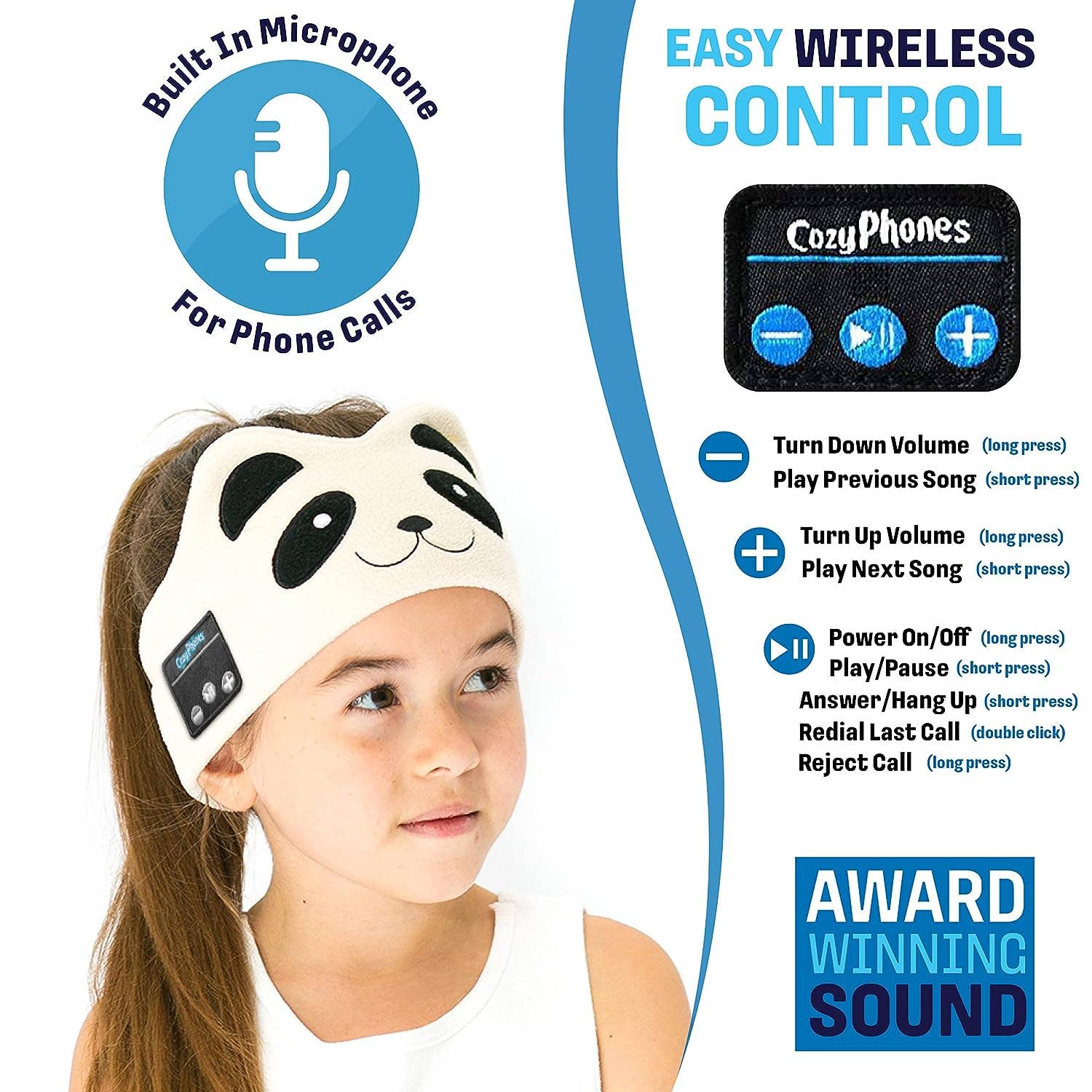 CozyPhones - Wholesale Stuffed/Plush Toy - Kids & Baby - CozyPhones Kids Headband Headphones - Case of 12 PANDA3