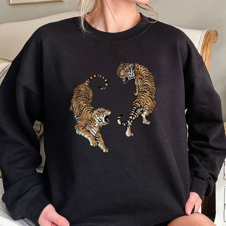 SSW-P6134 Sweatshirt gráfica com dois tigres por atacado de STARCHIS