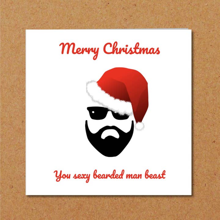 Swizzoo Cards - Wholesale Christmas Card - Sexy Beard Christmas Card for boyfriend, husband, male friend, man - Funny, humorous, fun - Bearded, facial hair, hairy