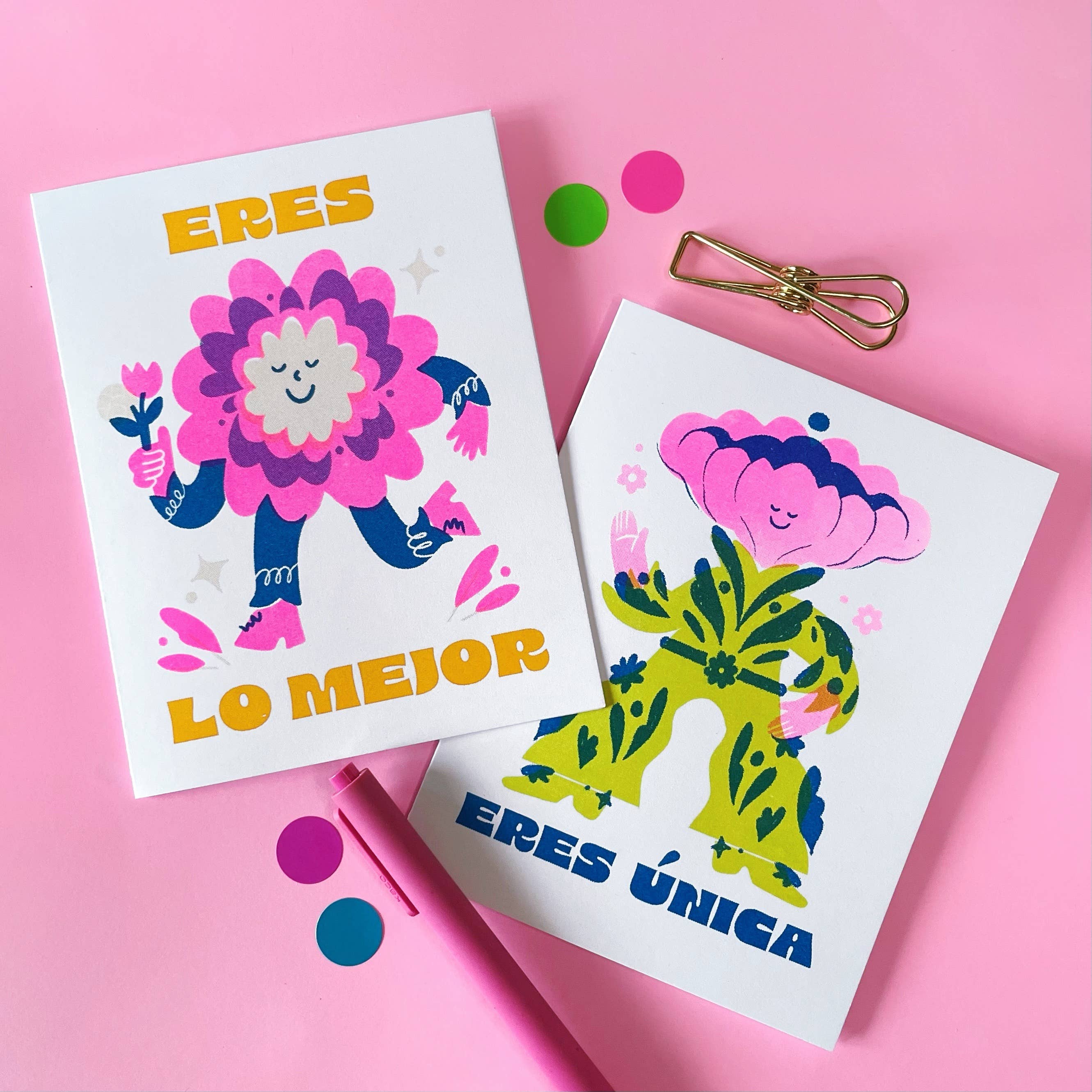 Pier Six Press - Wholesale Gewone wenskaart - Eres Unica - Risograafkaart in de Spaanse taal3