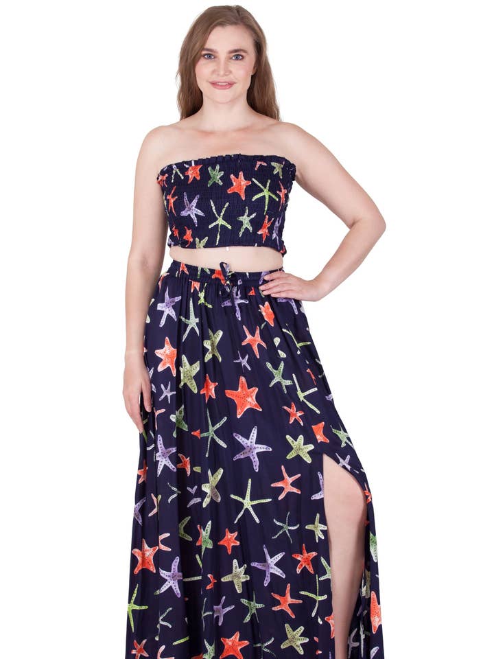 ASSORTED COLORS 12850 NAV/TWO-PIECE SET W/ STARFISH - 100% RAY for wholesale on Faire