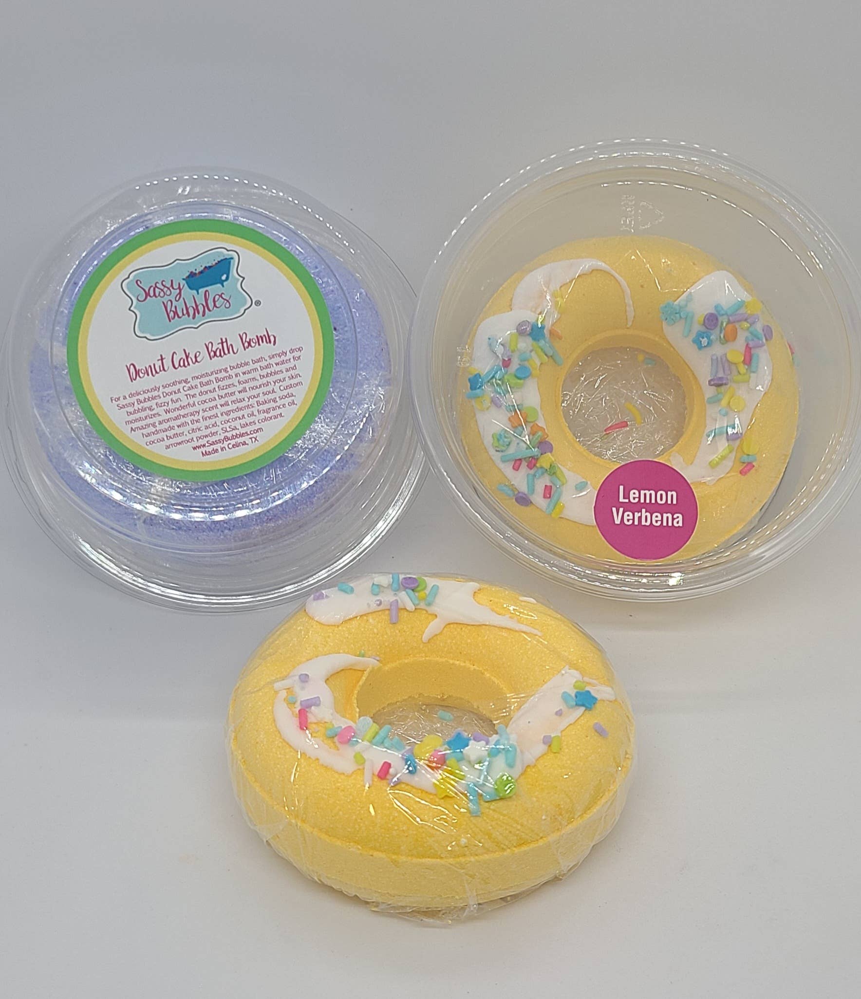 Sassy Bubbles – wholesale Badbomb/fizz – Donut Bath Bomb för barn. Kakaosmör Strössel, Mjuk hud8