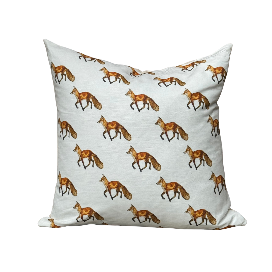 Goose and Willow - Wholesale Throw/Decorative Pillow - Throw Pillow - Fox Repeat on Linen Cotton1