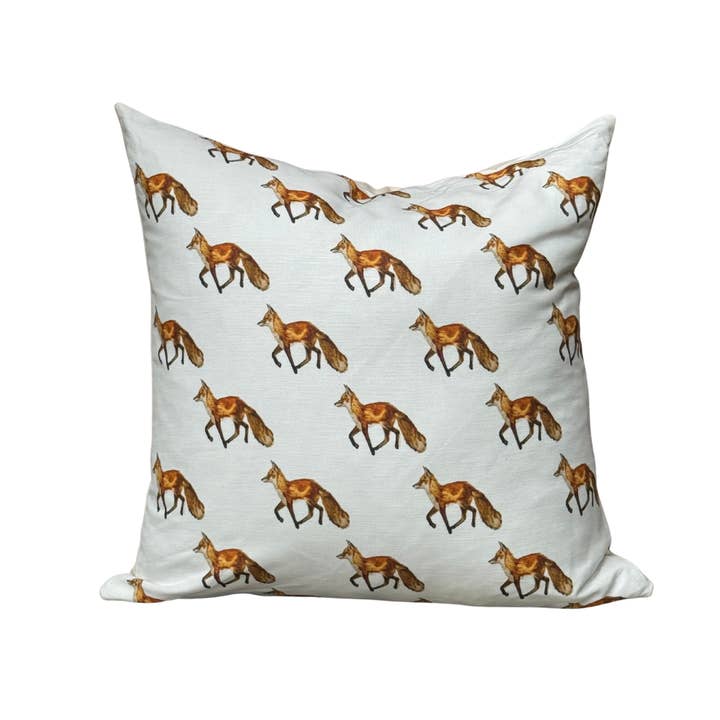 Goose and Willow - Wholesale Throw/Decorative Pillow - Throw Pillow - Fox Repeat on Linen Cotton1