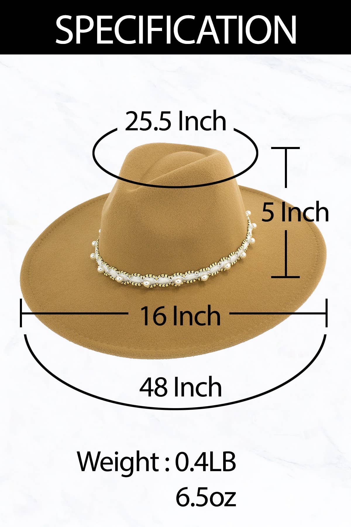 Suzie Q USA - Wholesale Fedora - Women's - Big Brim Peach Heart Top Jazz Hat with Pearl Belt24