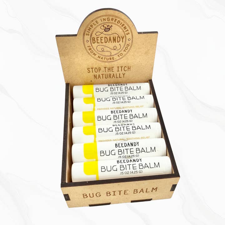 Beedandy - Wholesale Retailer Display - Beauty & Wellness - Bug Bite Balm Display, wooden