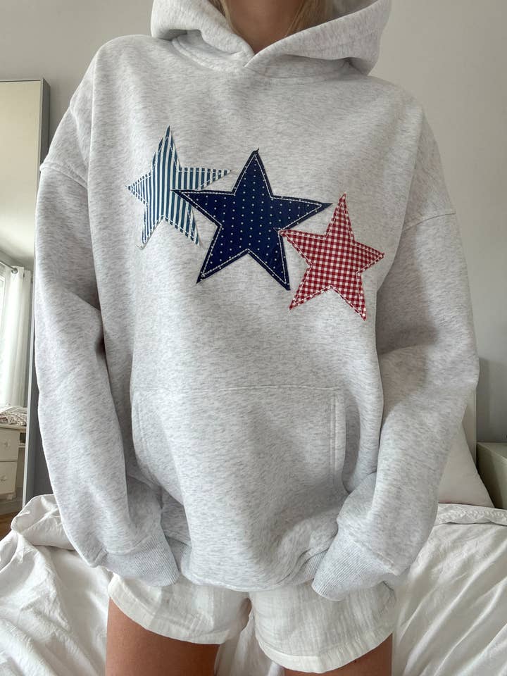 3 Star Embroider Hoodie for wholesale by Sunkissed Coconut