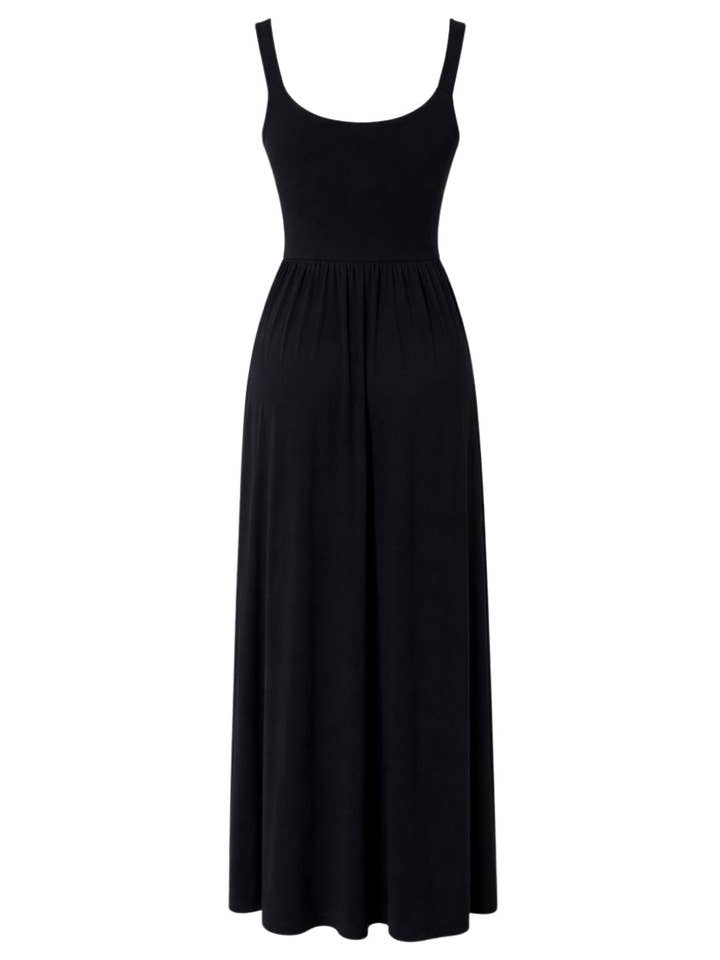 Dawn Maxi Dress – Abito maxi fluente senza maniche, nero per la vendita all'ingrosso da parte di PRIV Collections