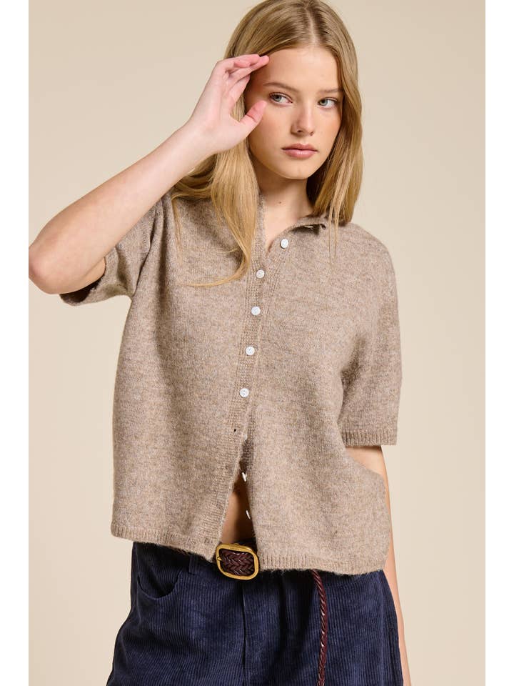 Mimosa - Wholesale Cardigan - Women's - Short Sleeve Button Down Cardigan Top20