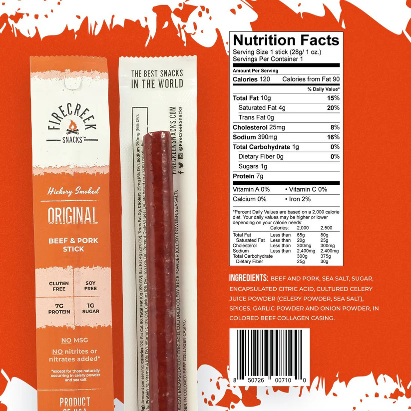 FireCreek Snacks - Wholesale Jerky - FireCreek Snacks Original Beef & Pork Meat Sticks – 20ct2