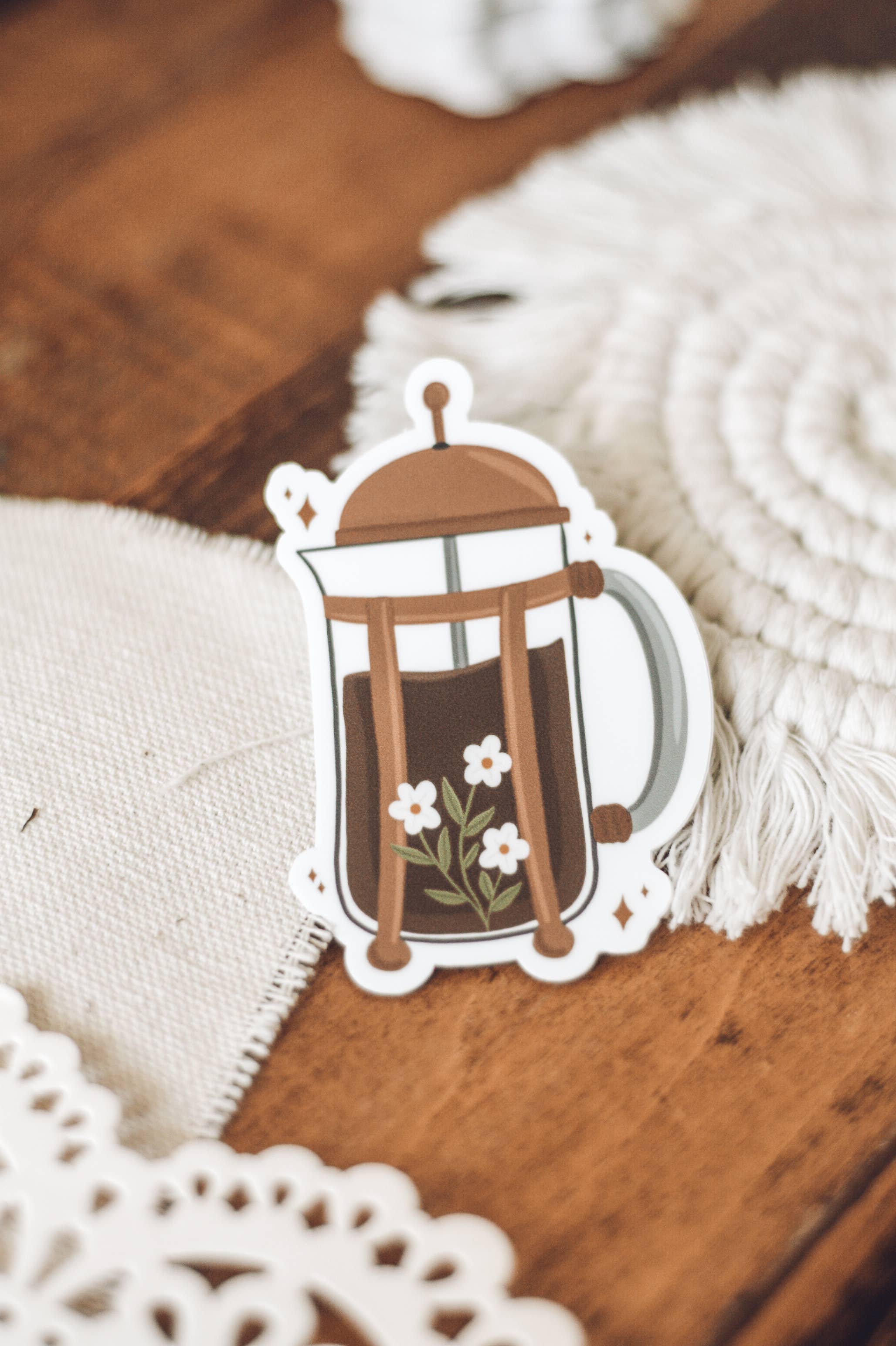 Jess' Paper Co. - Wholesale Sticker - French Press Sticker1