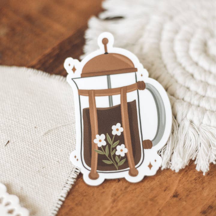 Jess' Paper Co. - Wholesale Sticker - French Press Sticker1