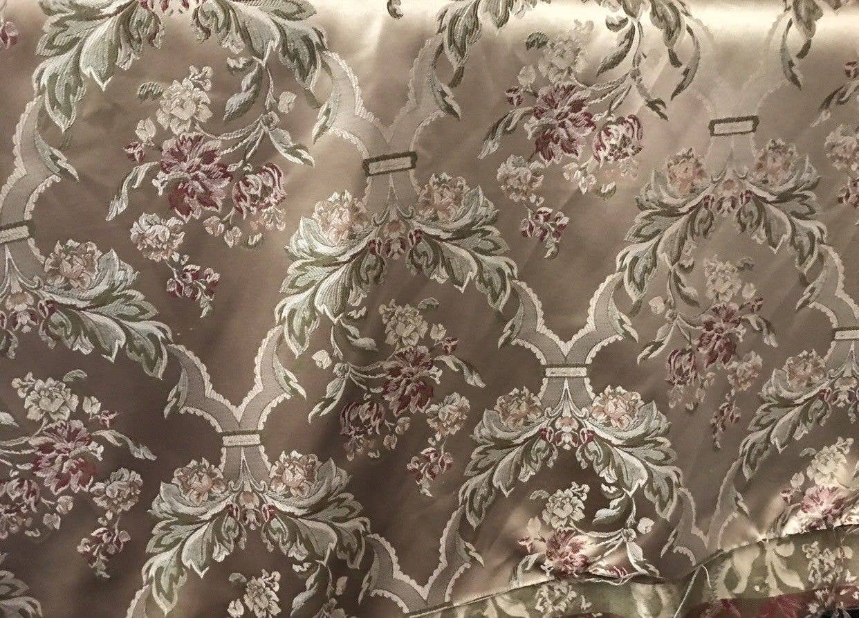 Fancy Styles Fabric - Wholesale Fabric - SWATCH Princess Holly Designer Brocade Jacquard Satin Fabric- Antique Floral Rose Gold4