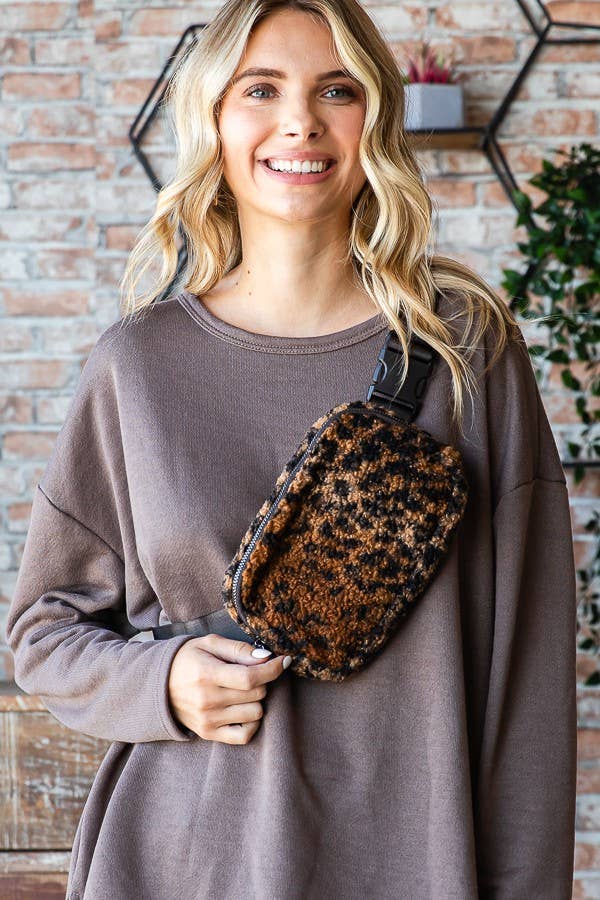 1st Allie - Wholesale Belt Bag - Women's - Sherpa Teddy Crossbody Belt Bag8