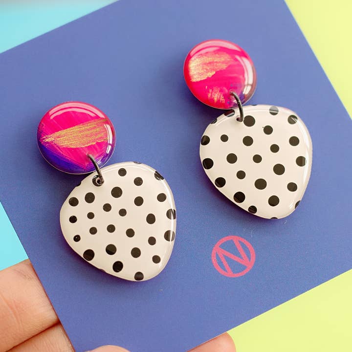 Polka Dot Statement Earrings - Handmade to Order for wholesale by Naoi