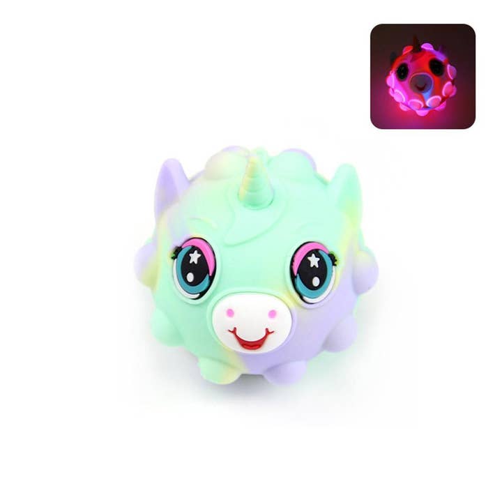 KiddieKickz - Venta al por mayor Pelota antiestrés - Niños - Nueva bola de unicornio resistente al estrés de Fidget Toy que brilla en 3D