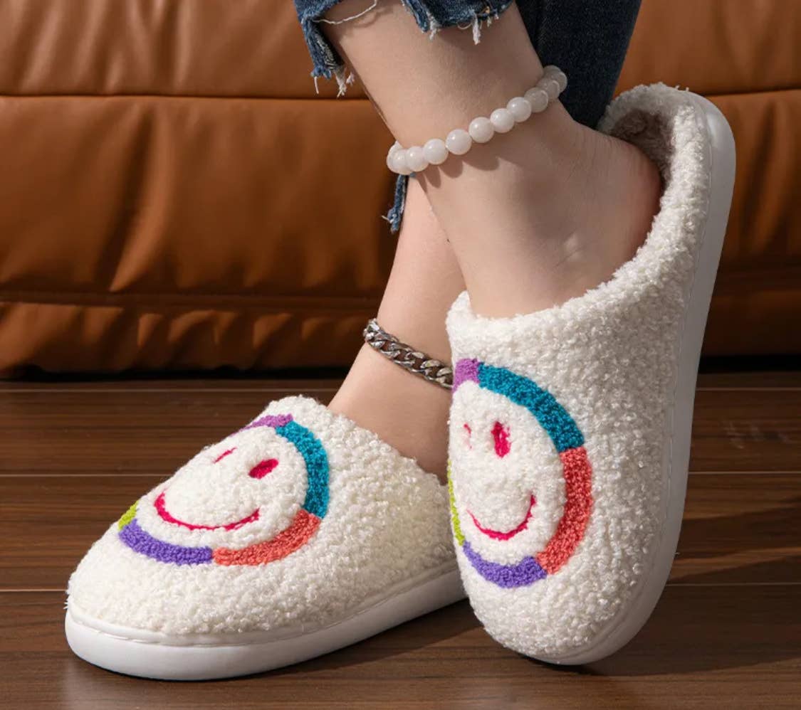 Serenity Collective - Wholesale Slippers - Women's - Colorful Smiley Face Slippers1