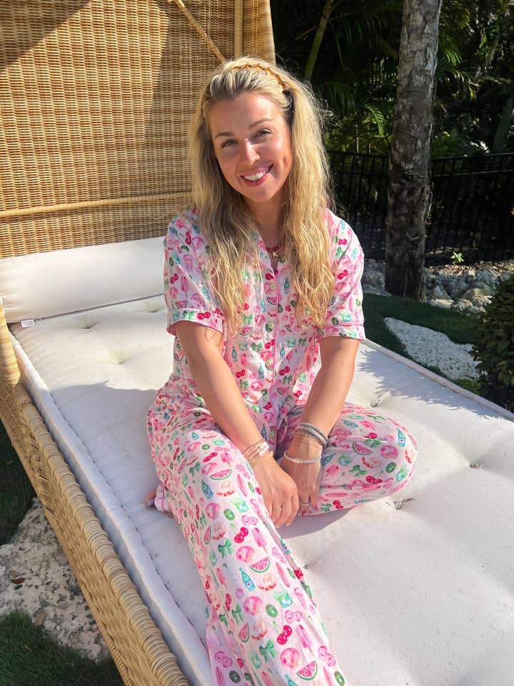 KENZKUSTOMZ - Wholesale Sleepwear Set - Women's - Pink Summer Spritz - Short Sleeve + Pant Pajama Set6