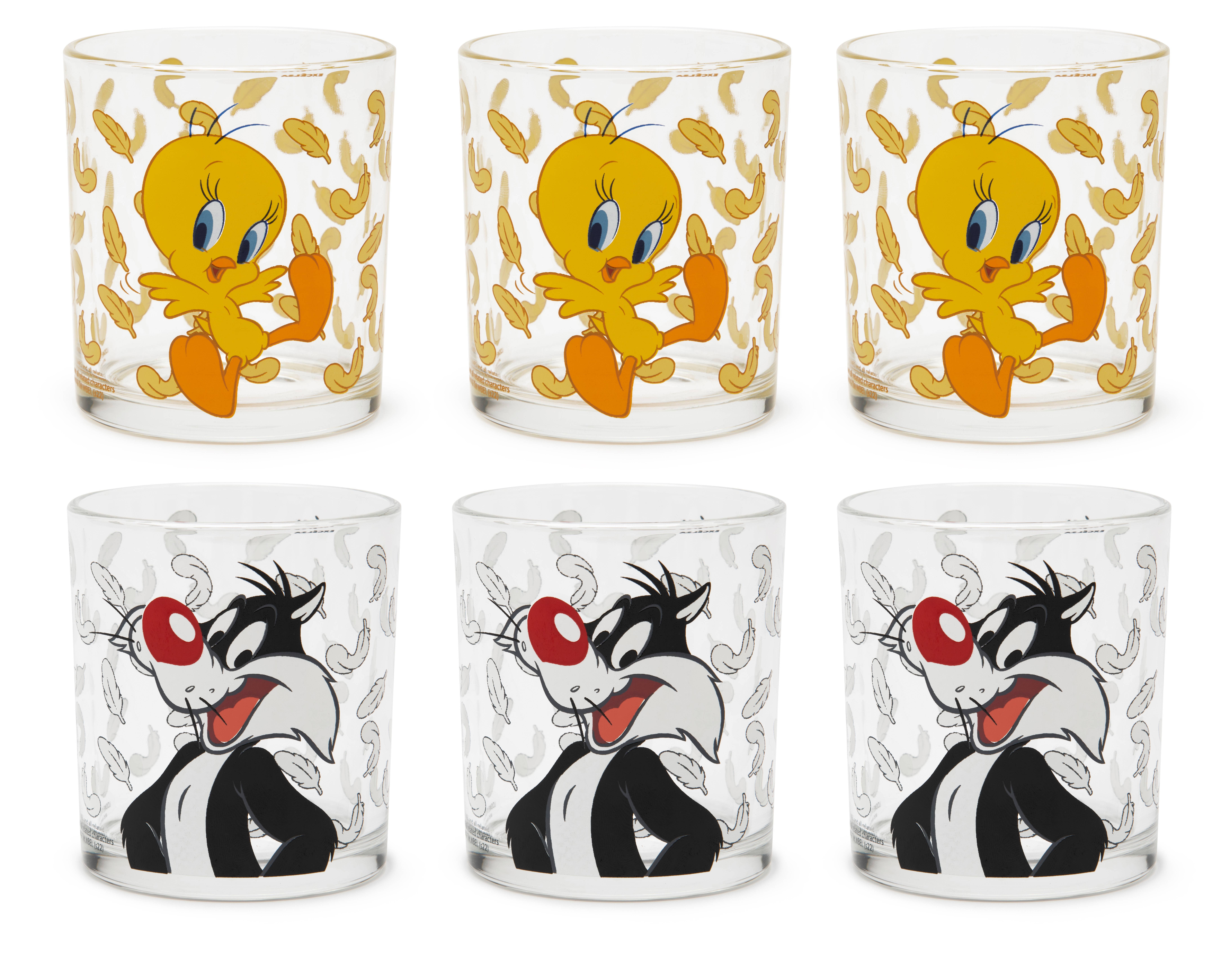multicolour Set of 6 Tweety and Sylvester Glasses for wholesale on Faire1