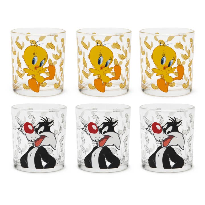 multicolour Set of 6 Tweety and Sylvester Glasses for wholesale on Faire1