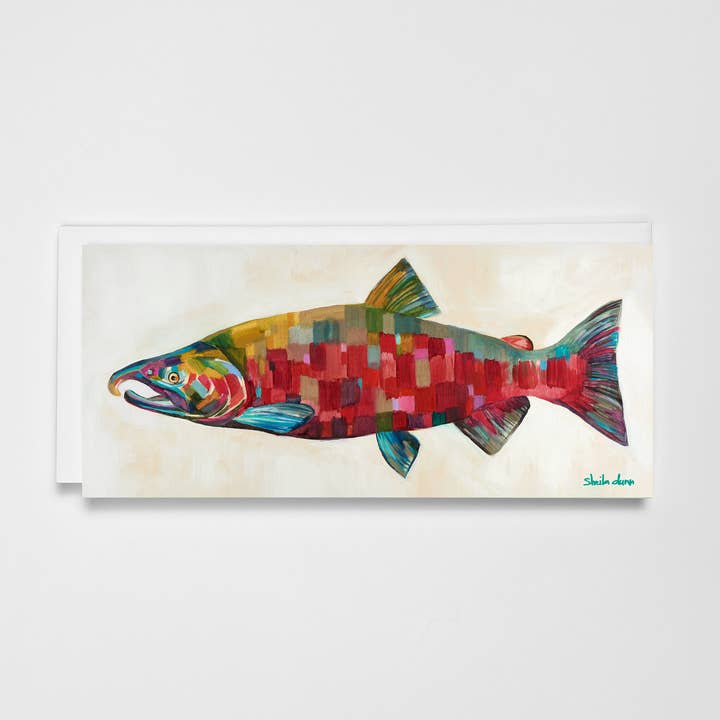 Greeting card of Coho Salmon painting for wholesale by SheilaDunnArt