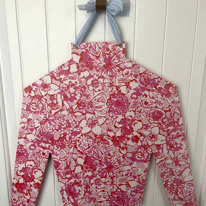 Barrel Down South - Wholesale Door Hanger - Jockey Silk Horse Racing Pink Floral Door Hanger