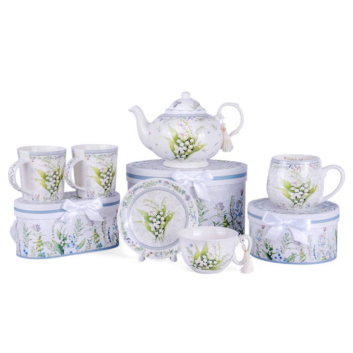 STP - Wholesale Tea Pot - Lily of the Valley Porcelain Teapot in Gift Box5