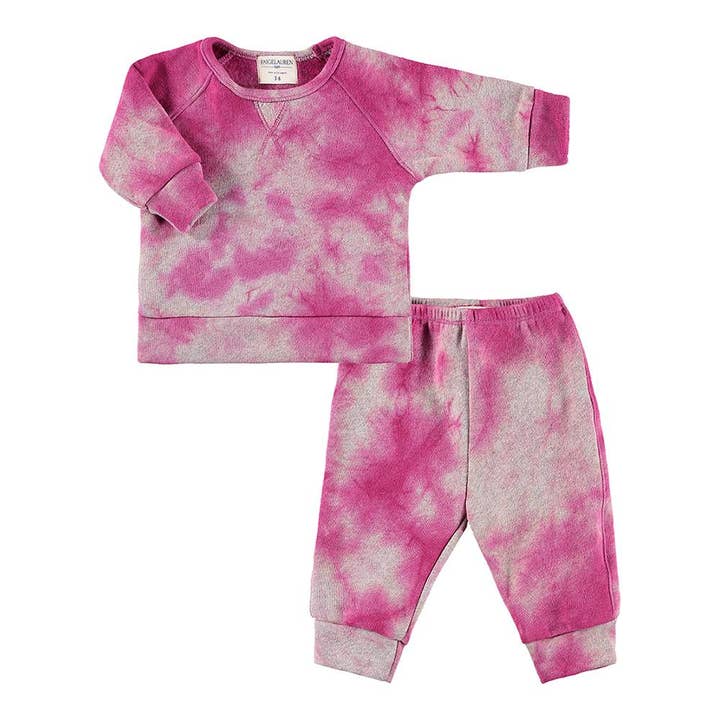 Sweat-shirt et pantalon de survêtement en molleton chiné éco-marbre pour la vente par PAIGELAUREN baby & toddler