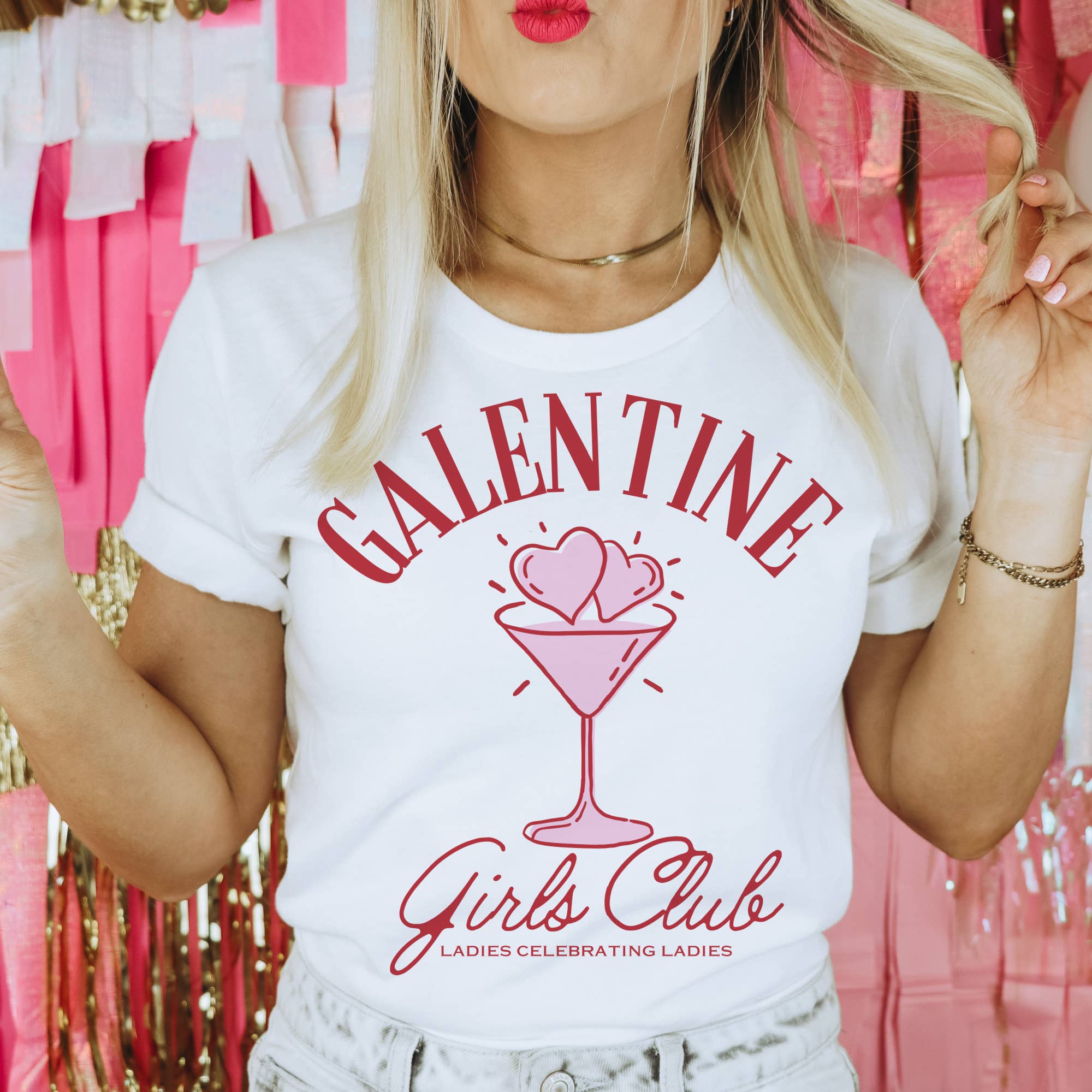 Par.tees by Party On! - Vente T-shirt sérigraphié – femme - T-shirt Galentine Girls Club Saint-Valentin0