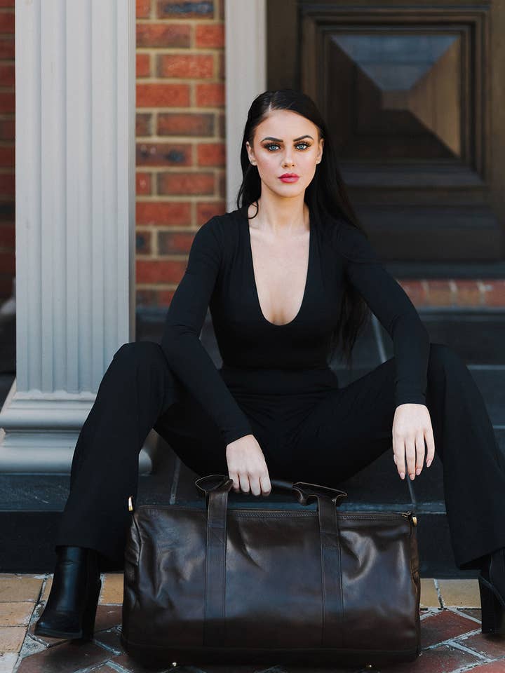 Medium Cow Leather Travel Bag - Australia DD for wholesale by The Design Edge