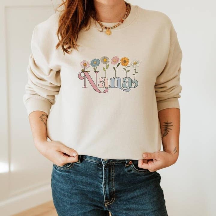 Nana Sweatshirt, Mom Life Shirt, Retro Grandma Sweatshirt for wholesale by Solana Grace