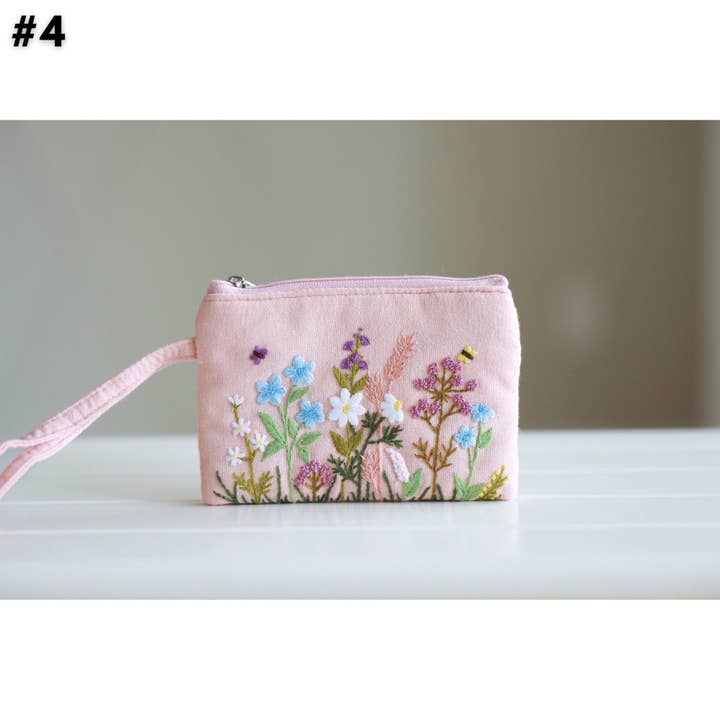 Finer Embroidery - Wholesale Wristlet - Hand Embroidered Coin Purse Wristlet with Flower Embroidery5