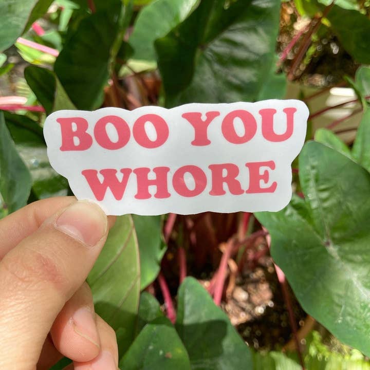 Frankie Blue - Wholesale Sticker - Boo You Whore | Mean Girls Sticker | Vinyl Sticker Quote | Regina George Sticker | Movie Quote Pink