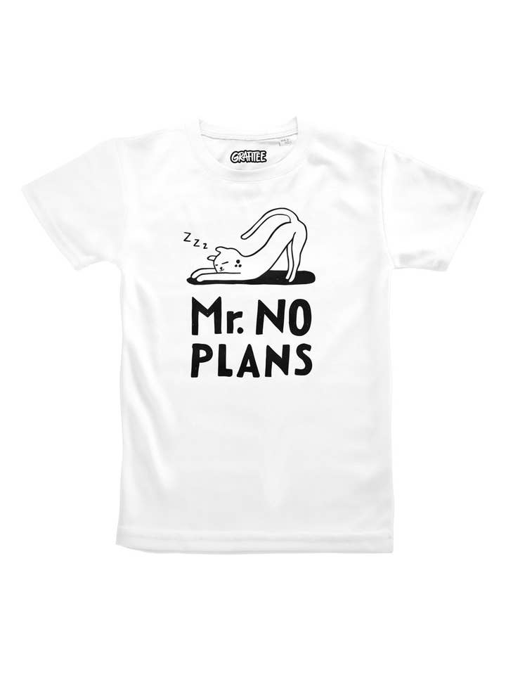Grafitee – Engroshandel T-shirt med print - Unisex – Ingen planer T-shirt - Sjove katte t-shirt