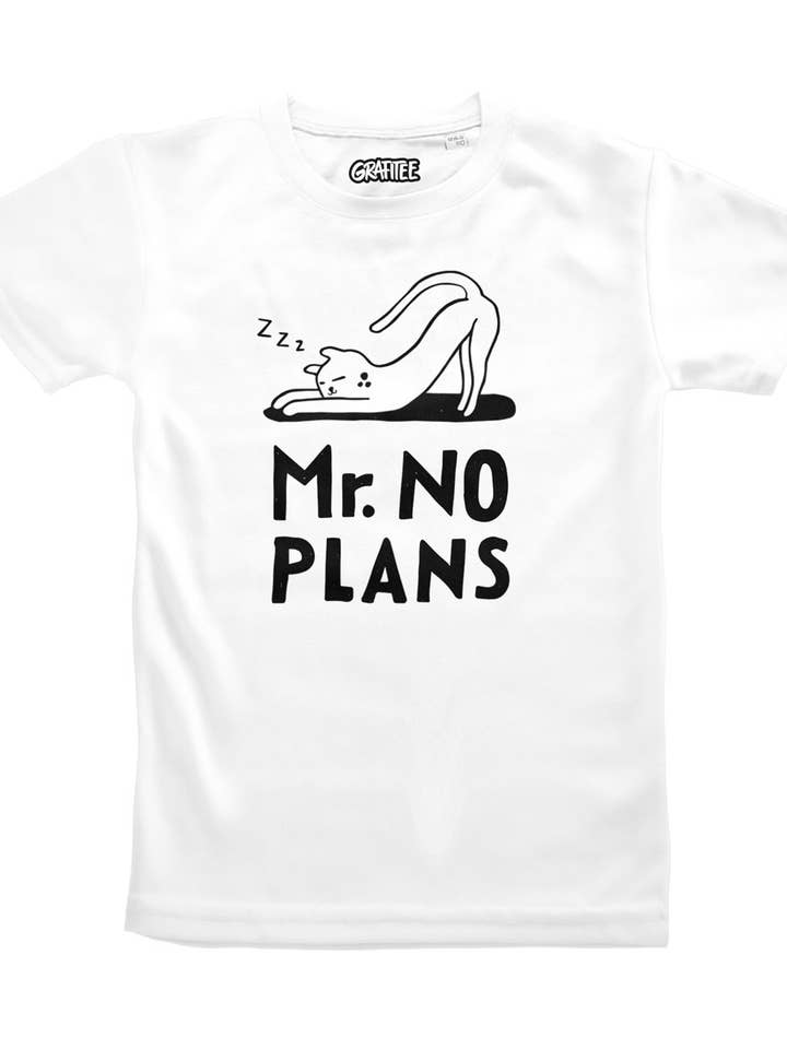 Grafitee - Venta al por mayor Camiseta serigrafiada - Unisex - Camiseta No Plans - Camiseta divertida con gatos0