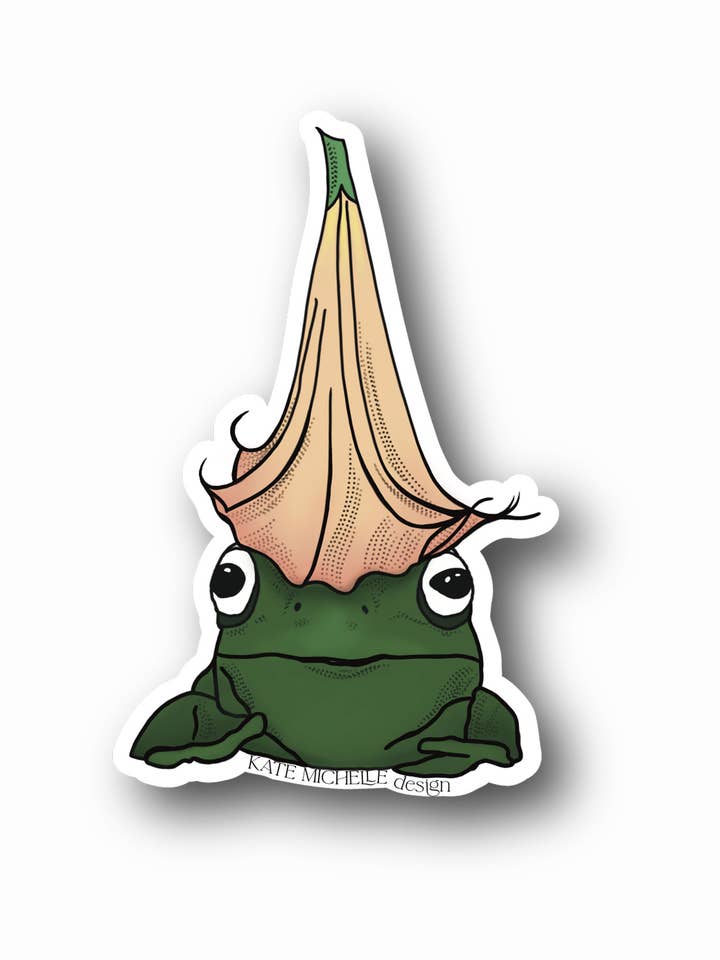 Flower Hat Frog Sticker for wholesale by Kate Michelle Design