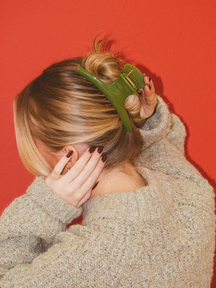 Holly Green Claw Clip for wholesale by Shop Andi
