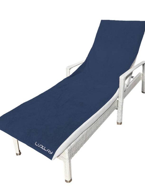 premium sun lounger beach towel - blue/white for wholesale by LUXLAY
