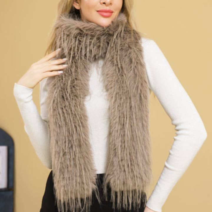MiMi Wholesale - Wholesale Scarf - Women's - S5122 Lana Feathered Fur Shaggy Scarf Stole3