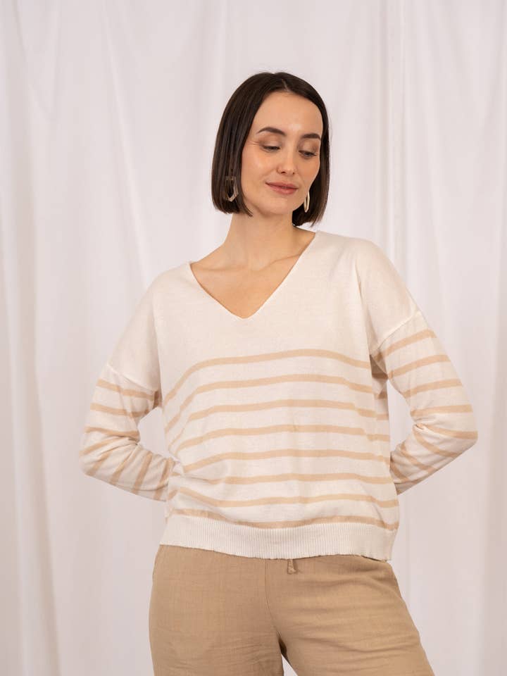 GESTREIFTER PULLOVER AMORGOS für den Großhandel von POEMS BCN