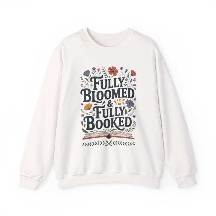 MagicMerchEmporium - Wholesale Graphic Sweatshirt - Women's - Fully Bloomed and Fully Booked Floral Books Sweatshirt