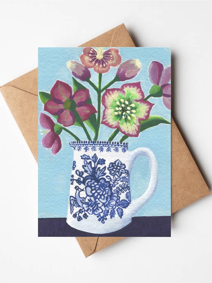 Cartão de Hellebores em Jarra de Faisão por atacado de Susie Hamilton Art