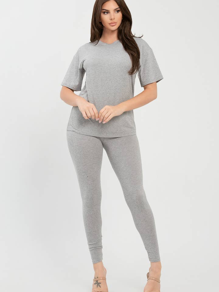 Julia by LoveJ - Wholesale Top & Pant Set (NOT Loungewear) - Women's - Brushed Dty Round Neck Top Leggings Set 25
