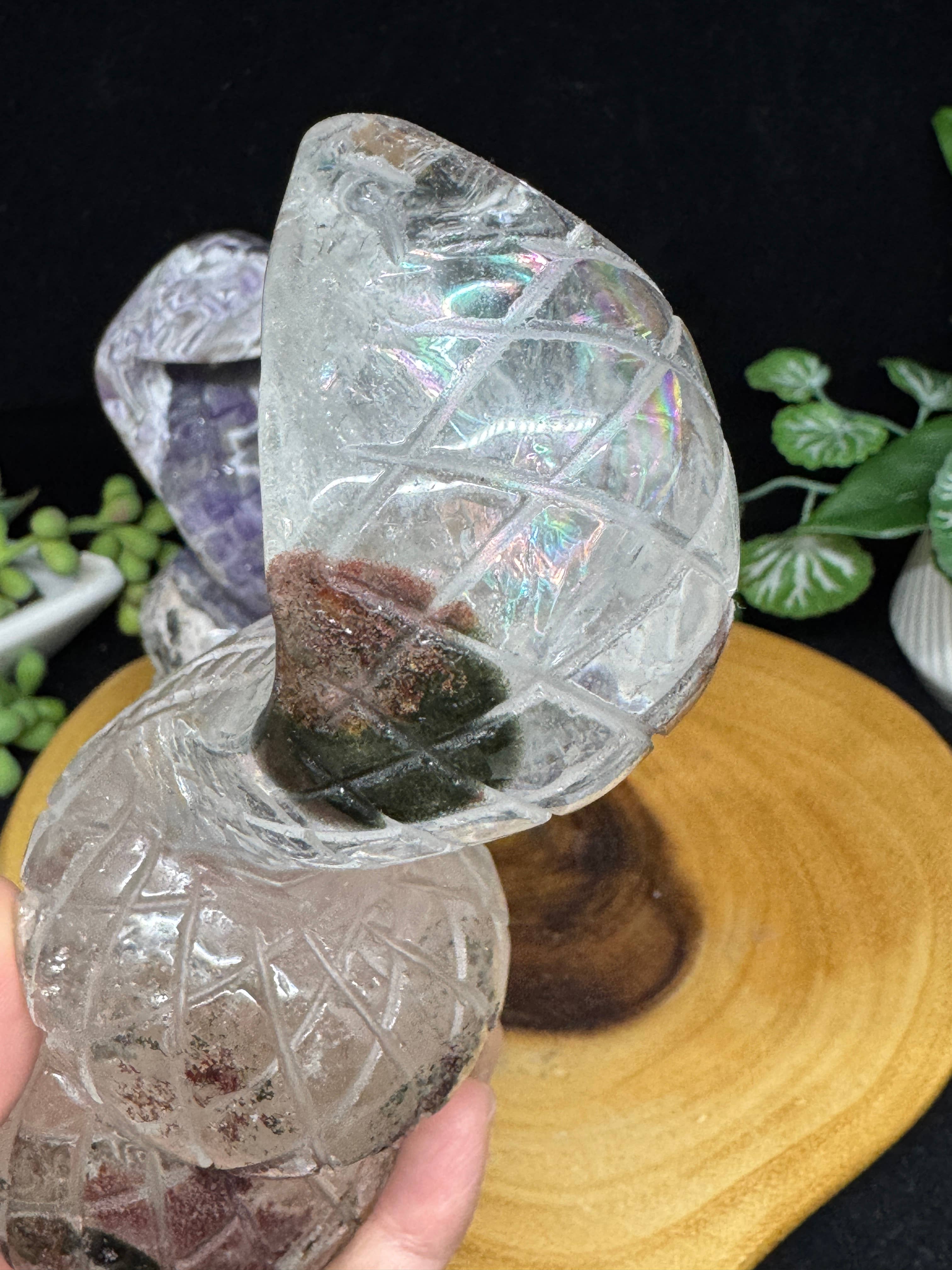 The 7 Directions - Wholesale Spiritual Stone/Crystal - 2 pc Snake Cobra bundle amethyst lodolite G78916