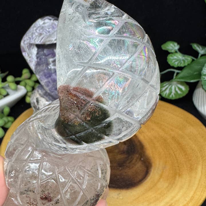 The 7 Directions - Wholesale Spiritual Stone/Crystal - 2 pc Snake Cobra bundle amethyst lodolite G78916