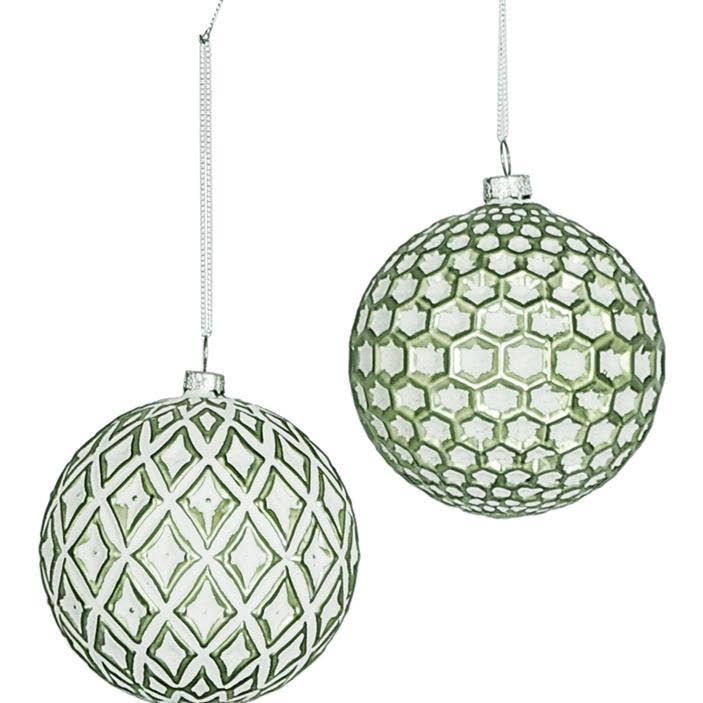 Select Artificials, Inc. - Wholesale Ornament Set - Lattice Pattern Ball Orn, 4.5", 2 Asst, Green0