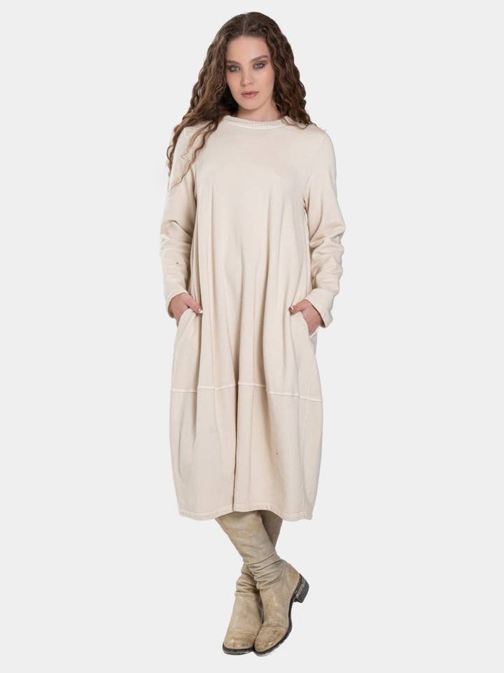 Baci & Amici Fashion - US Continental - Wholesale Dress - Women's - Knit Collar Midi Sweatshirt Dress28