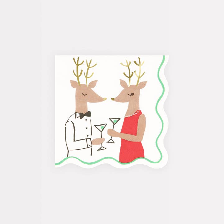 Mr. & Mrs. Reindeer Small Napkins for wholesale by Meri Meri