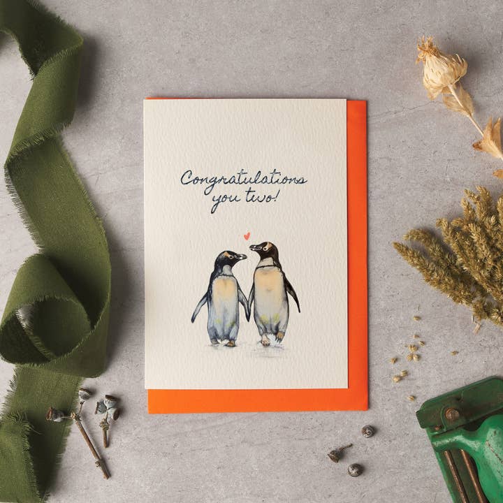 Congratulations you Two Penguin Card for wholesale by byOliviaBell