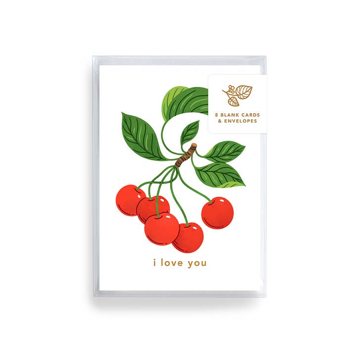 Linden Paper Co. – Großhandel Liebeskarte – Ich liebe dich Kirschen | Mini-Karte | Box mit 8 Stück